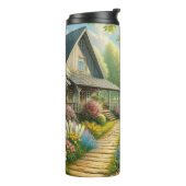 Bouteilles Isothermes Chalet de printemps/jardin & chat (Tourné sur la gauche)