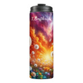 Bouteilles Isothermes Champ de Dandelion vibrant Coucher de soleil cosmi (Devant)