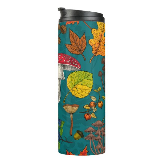 Bouteilles Isothermes Champignons d'automne, feuilles, noix et baies sur (Tourné sur la droite)