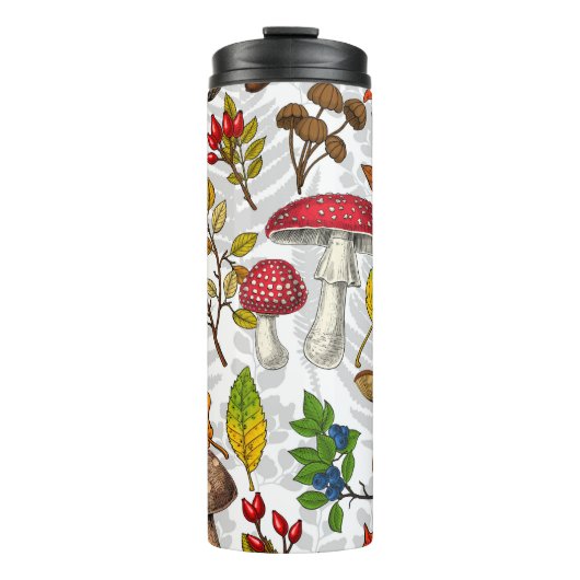 Bouteilles Isothermes Champignons d'automne, feuilles, noix et baies sur (Devant)