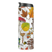 Bouteilles Isothermes Champignons d'automne, feuilles, noix et baies sur (Tourné sur la droite)