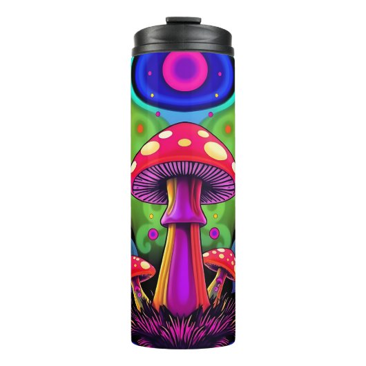 Bouteilles Isothermes Champignons Rétro Colorés Vibrants Psychedéliques (Devant)