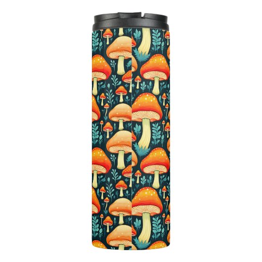 Bouteilles Isothermes Champignons rétro en orange et bleu (Dos)