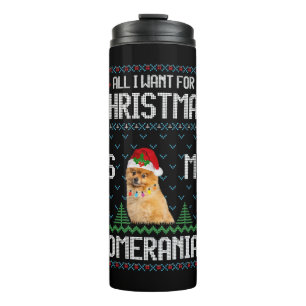 Bouteilles Isothermes Chandail de Noël moche Chien de Poméranie