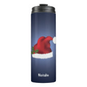 Bouteilles Isothermes Chapeau Festif Rouge Sur Bleu Avec Nom Personnalis (Devant)