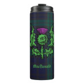 Bouteilles Isothermes Chardon écossais sur tarte foncée Nom personnalisé (Devant)