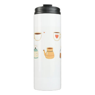Bouteilles Isothermes charmants tasses à café, piles de livres