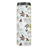Bouteilles Isothermes Chartreuse Bleue Oiseaux Motif Floral Monogramme (Dos)