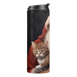 Bouteilles Isothermes Chat abyssinien avec Noël Festif du Père Noël