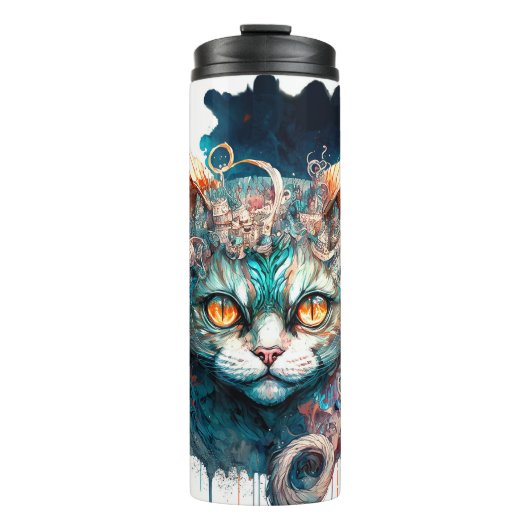 Bouteilles Isothermes Chat aquarelle en style steampunk (Devant)
