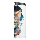 Bouteilles Isothermes Chat aquarelle en style steampunk (Tourné sur la droite)