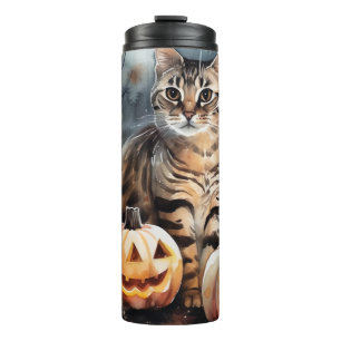 Bouteilles Isothermes Chat Bengale D'Halloween Avec Peur Citrouille