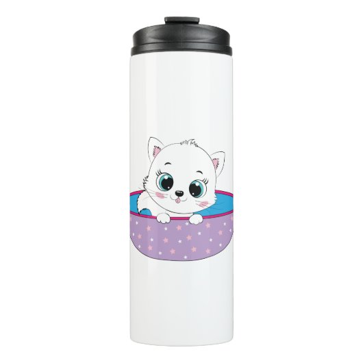 Bouteilles Isothermes chat blanc mignon (Devant)