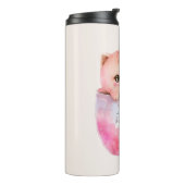 Bouteilles Isothermes Chat blanc-rose mignonne dans une tasse de thé (2) (Tourné sur la gauche)