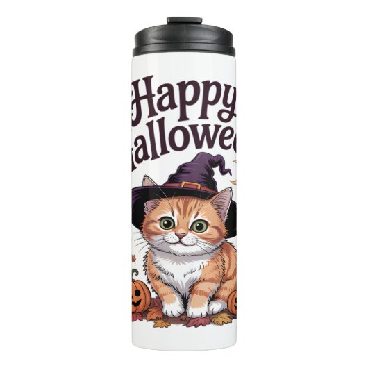 Bouteilles Isothermes Chat Citrouille Joyeux Halloween (Devant)