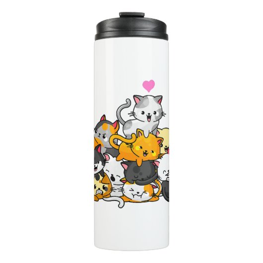 Bouteilles Isothermes Chat Cute Kitty Pile Chats Anime Kawaii Neko Cadea (Devant)