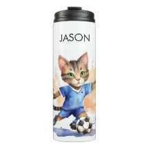 Chat Cute Soccer Thème Drink Tumbler