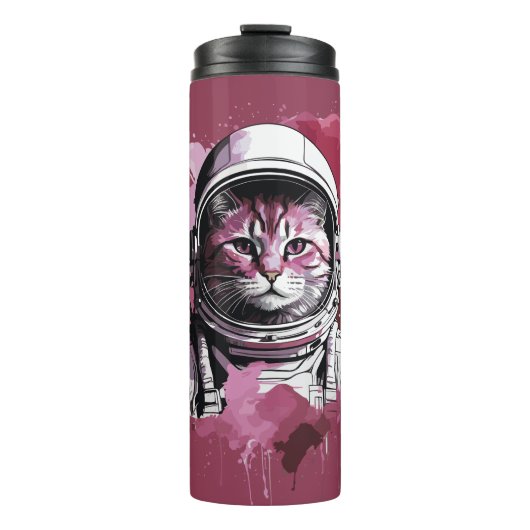 Bouteilles Isothermes Chat d'astronaute de couleur rouge (Devant)