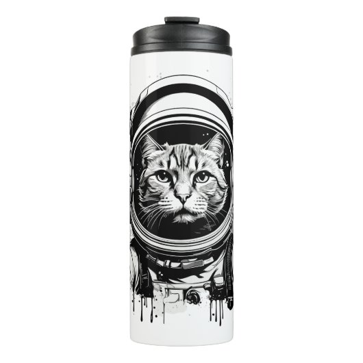 Bouteilles Isothermes Chat d'astronaute noir et blanc (Devant)