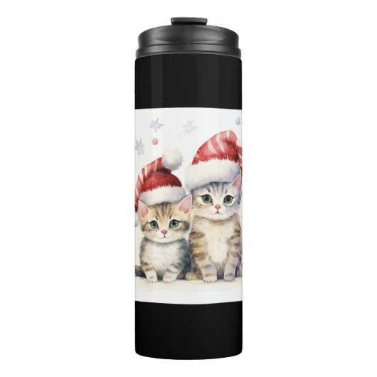Bouteilles Isothermes Chat de Noël mignon (Devant)