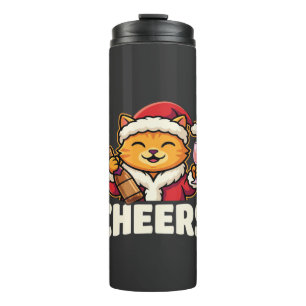 Bouteilles Isothermes Chat de Noël se réjouit de la boisson des Fêtes