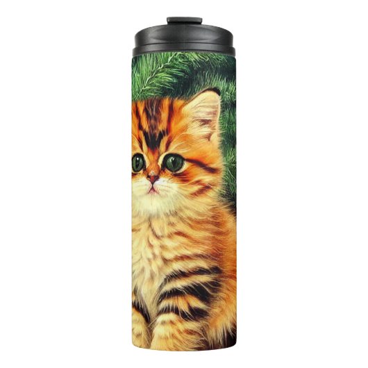 Bouteilles Isothermes Chat de Noël Vintage (Devant)
