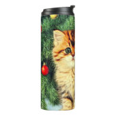 Bouteilles Isothermes Chat de Noël Vintage (Tourné sur la gauche)