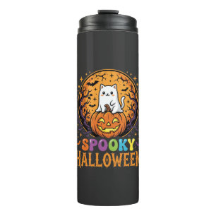 Bouteilles Isothermes Chat d'Halloween Citrouille Lune Design Vintage