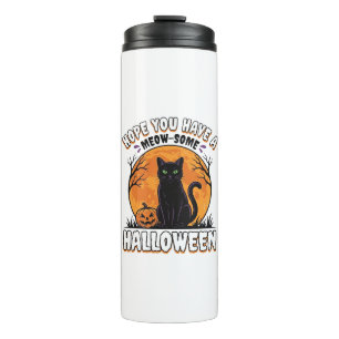 Bouteilles Isothermes Chat d'Halloween Meow-Some Dessin de Gravure Vinta