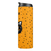 Bouteilles Isothermes Chat d'Halloween noir souriant étoiles face orange (Tourné sur la droite)