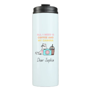 Bouteilles Isothermes Chat en lunettes de soleil&Caméra&Café 