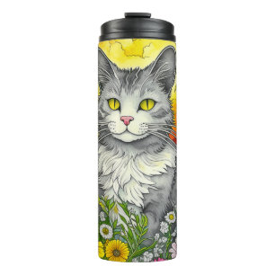 Bouteilles Isothermes Chat et Fleurs Whimsical