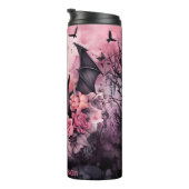 Bouteilles Isothermes Chat florale rose et noire personnalisée (Tourné sur la droite)