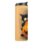 Bouteilles Isothermes Chat Fun Halloween Caractère mordant un Citrouille (Tourné sur la gauche)