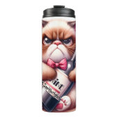 Bouteilles Isothermes Chat Grumpy avec Vin et Rose (Devant)
