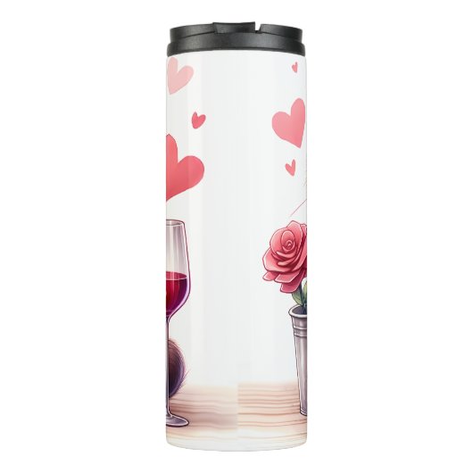 Bouteilles Isothermes Chat Grumpy avec Vin et Rose (Dos)