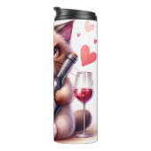 Bouteilles Isothermes Chat Grumpy avec Vin et Rose (Tourné sur la droite)
