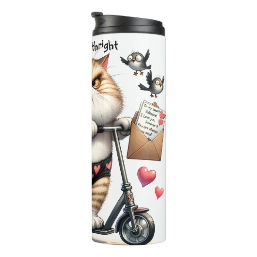 Bouteilles Isothermes Chat grumpy sur un scooter (Tourné sur la droite)