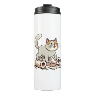 Bouteilles Isothermes Chat Jouant avec du Papier Toilette