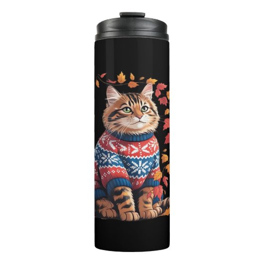 Bouteilles Isothermes Chat Leaf Automne Bonjour Automne Funny Chat Kitte (Devant)
