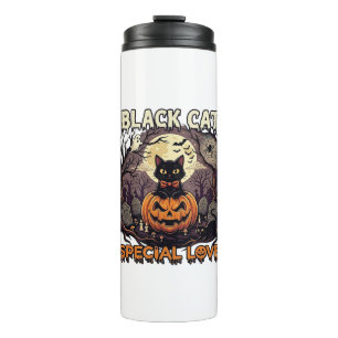 Bouteilles Isothermes Chat Noir Amour Spécial Halloween Citrouille Plein