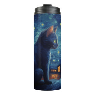 Bouteilles Isothermes Chat noir assis sur le bâtiment
