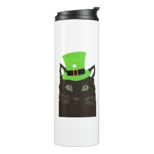 Bouteilles Isothermes Chat noir avec chapeau, trèfle, Embrassez-moi, je
