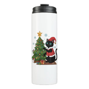 Bouteilles Isothermes Chat noir de Noël Chapeau de Père Noël Arbre Souri