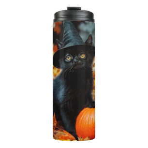 Bouteilles Isothermes Chat noir d'Halloween et Citrouille