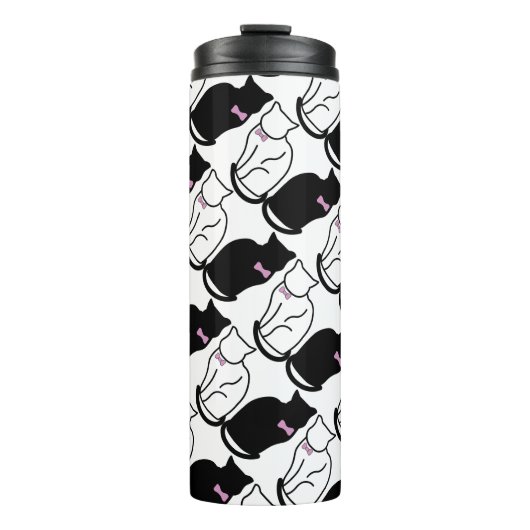 Bouteilles Isothermes Chat noir et blanc (Devant)