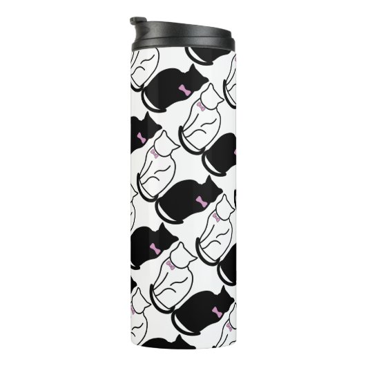 Bouteilles Isothermes Chat noir et blanc (Tourné sur la droite)