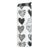 Bouteilles Isothermes Chat noir et blanc et Motif de coeur (Tourné sur la gauche)