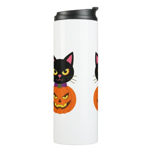 Bouteilles Isothermes Chat noir & Jack-O''-Lanterne Halloween Éffrayant (Tourné sur la gauche)