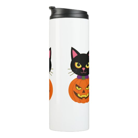 Bouteilles Isothermes Chat noir & Jack-O''-Lanterne Halloween Éffrayant (Tourné sur la droite)